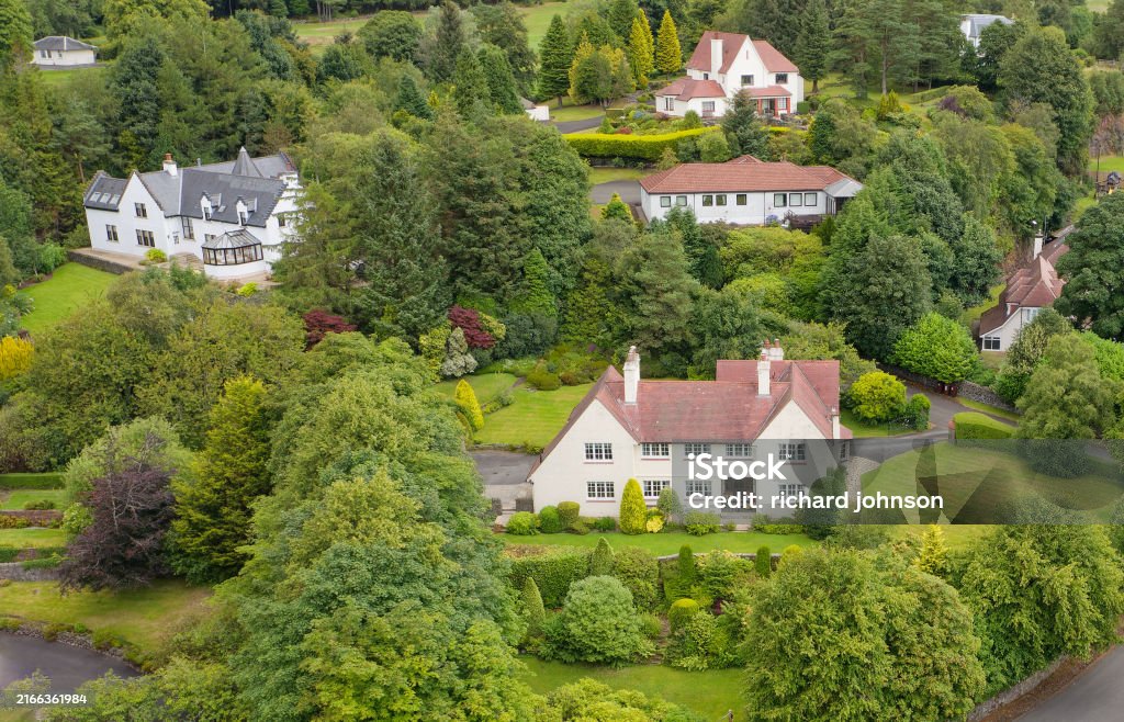 Luxury houses viewed from above in Kilmacolm UK